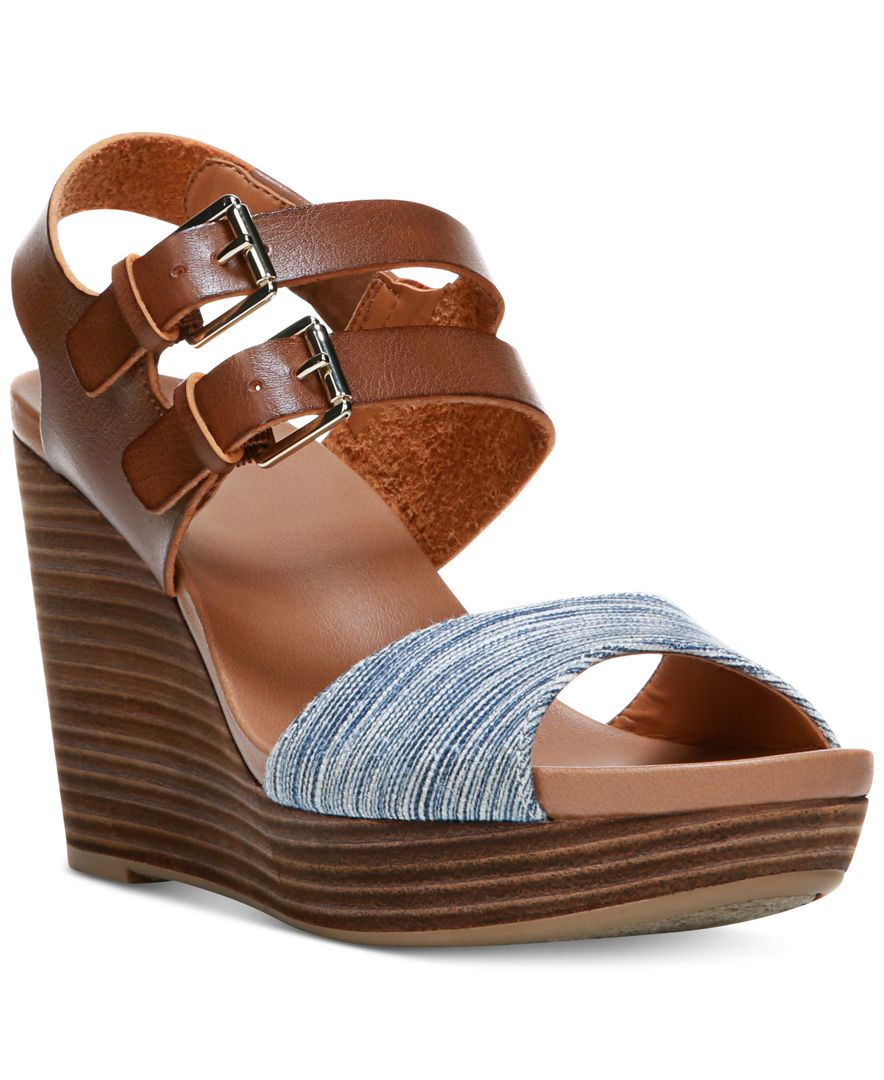 Lyst - Dr. Scholls Mashup Platform Wedge Sandals in Blue